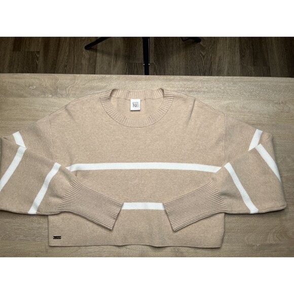 Lune Active Olly Cropped Striped Sweater Beige Melange Marshmellow Large - Picture 2 of 8